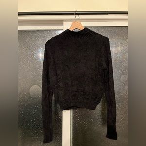 Aritzia Wilfred Velvet Black Mock Neck Sweater